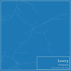 Blueprint US city map of Lowry, Virginia.