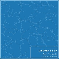Blueprint US city map of Greenville, West Virginia.