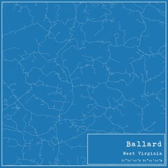 Obraz premium Blueprint US city map of Ballard, West Virginia.