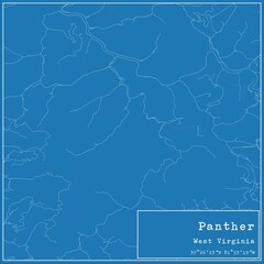 Blueprint US city map of Panther, West Virginia.