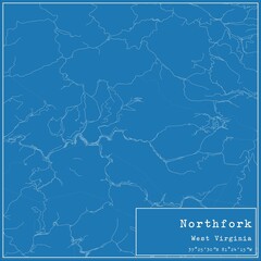 Blueprint US city map of Northfork, West Virginia.