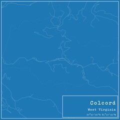 Blueprint US city map of Colcord, West Virginia.