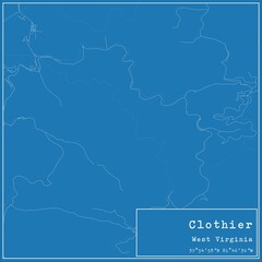 Blueprint US city map of Clothier, West Virginia.