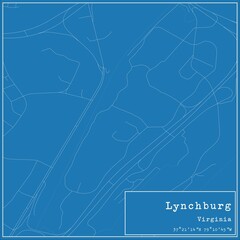 Fototapeta premium Blueprint US city map of Lynchburg, Virginia.