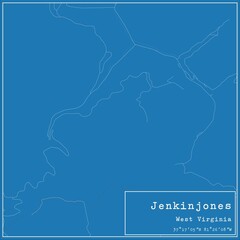 Obraz premium Blueprint US city map of Jenkinjones, West Virginia.