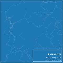 Blueprint US city map of Anawalt, West Virginia.