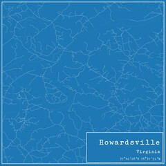 Blueprint US city map of Howardsville, Virginia.