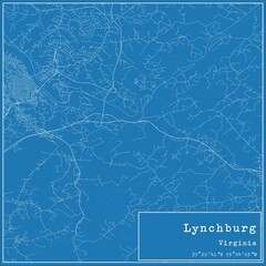 Blueprint US city map of Lynchburg, Virginia.