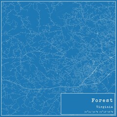 Blueprint US city map of Forest, Virginia.