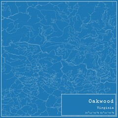 Blueprint US city map of Oakwood, Virginia.