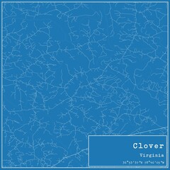 Blueprint US city map of Clover, Virginia.