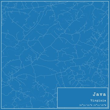 Blueprint US city map of Java, Virginia.