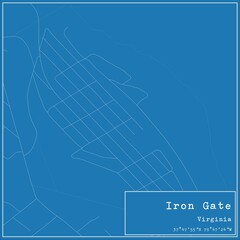 Blueprint US city map of Iron Gate, Virginia.