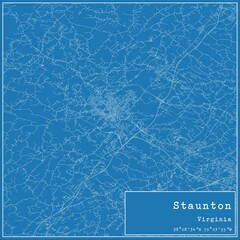 Blueprint US city map of Staunton, Virginia.