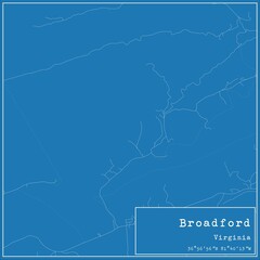 Blueprint US city map of Broadford, Virginia.