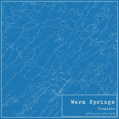 Blueprint US city map of Warm Springs, Virginia.
