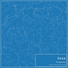 Blueprint US city map of Cana, Virginia.