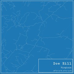 Blueprint US city map of Doe Hill, Virginia.