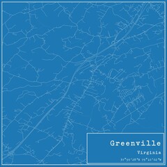 Blueprint US city map of Greenville, Virginia.