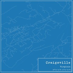 Blueprint US city map of Craigsville, Virginia.