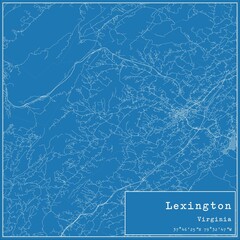 Blueprint US city map of Lexington, Virginia.