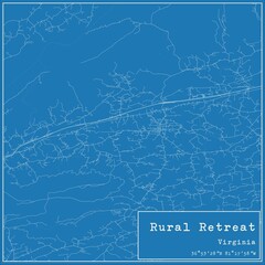 Blueprint US city map of Rural Retreat, Virginia.