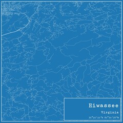 Blueprint US city map of Hiwassee, Virginia.
