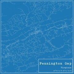 Blueprint US city map of Pennington Gap, Virginia.