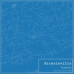 Blueprint US city map of Nickelsville, Virginia.