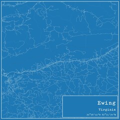 Blueprint US city map of Ewing, Virginia.