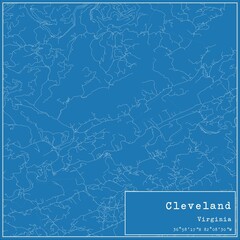 Blueprint US city map of Cleveland, Virginia.