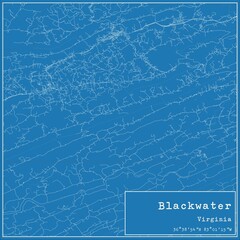 Blueprint US city map of Blackwater, Virginia.