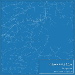 Blueprint US city map of Shawsville, Virginia.
