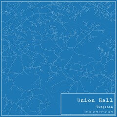 Blueprint US city map of Union Hall, Virginia.