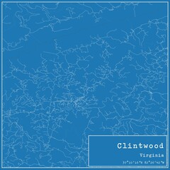Blueprint US city map of Clintwood, Virginia.
