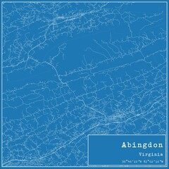 Blueprint US city map of Abingdon, Virginia.