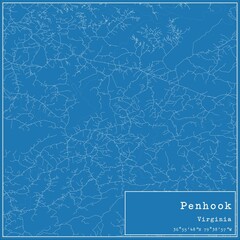 Blueprint US city map of Penhook, Virginia.