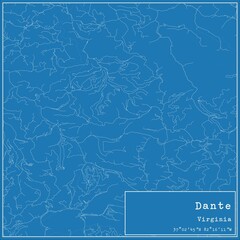 Blueprint US city map of Dante, Virginia.