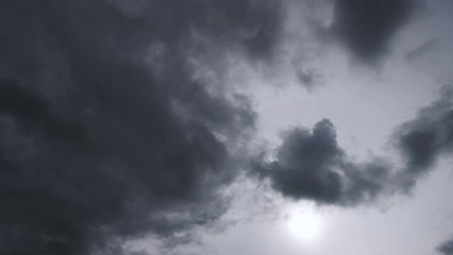 Timelapse Dark sky cloud background. Slow motion epic storm, Moving storm clouds time lapse
