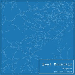 Blueprint US city map of Bent Mountain, Virginia.