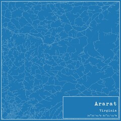 Blueprint US city map of Ararat, Virginia.
