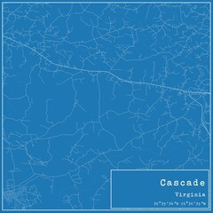 Blueprint US city map of Cascade, Virginia.