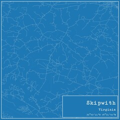 Blueprint US city map of Skipwith, Virginia.