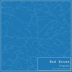 Blueprint US city map of Red House, Virginia.