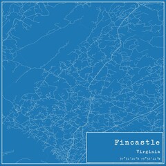 Blueprint US city map of Fincastle, Virginia.