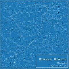 Blueprint US city map of Drakes Branch, Virginia.