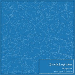 Blueprint US city map of Buckingham, Virginia.