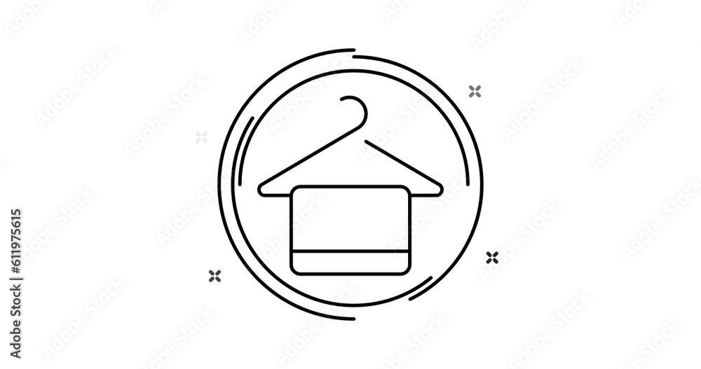 Poster towel hanger animated outline icon on white background. towel hanger rotation appearance 4k video an