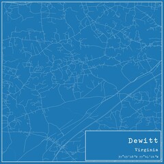 Blueprint US city map of Dewitt, Virginia.