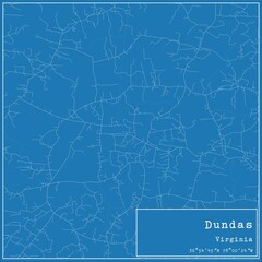 Blueprint US city map of Dundas, Virginia.